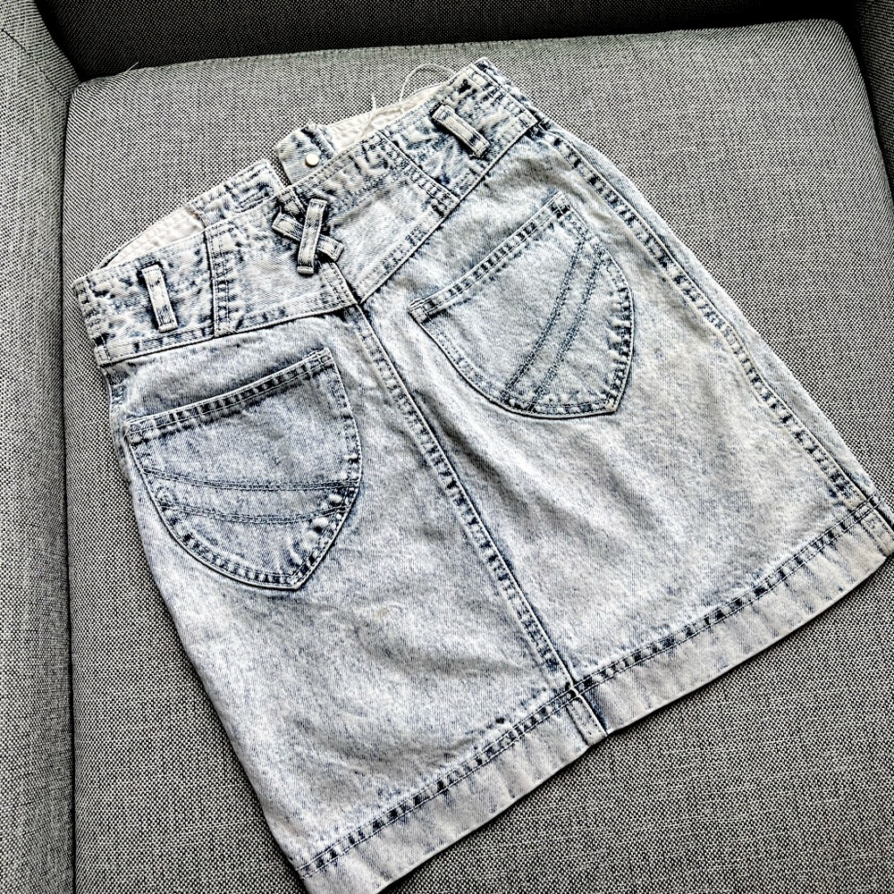 Acid Wash Denim Jean Mini Skirt Size S